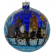 Новогодний шар на елку Santa Shop Рождественская набережная Синий 10 см 4820001037043