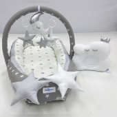 Кокон для новорожденных Happy Luna Babynest Standart Серый/Молочный 0207