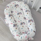 Кокон для новорожденных Oh My Kids Soft OMK Bunnies Сатин Белый/Лиловый Кокос 6 см КК-232-ОМК