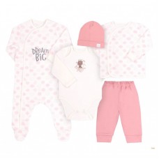 Набор одежды для новорожденных Bembi 1 - 3 мес Интерлок Розовый/Белый КП250