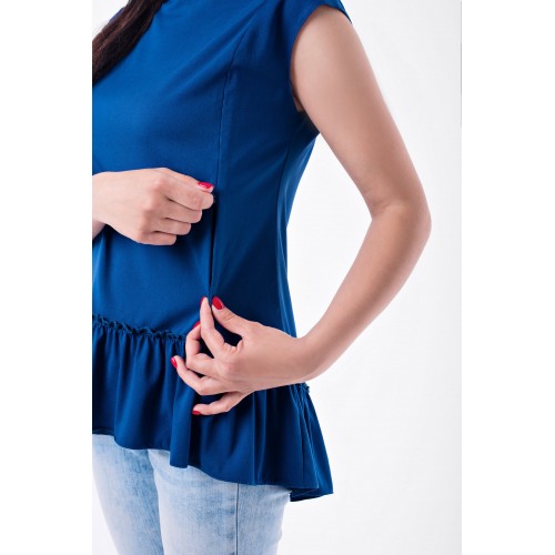 Блуза для беременных и кормящих Marmaris Lullababe с рюшей электрик