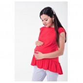 Блуза для беременных и кормящих Marmaris Lullababe с рюшей коралловый