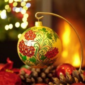 Новогодний шар на елку Santa Shop Калина Золотой 10 см 4820001105247