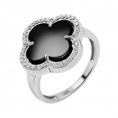 Серебряные кольцо UMAX Клевер Черный 10353ch