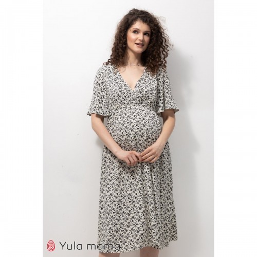 Летнее платье для беременных и кормящих Юла Мама Joselyn Молочный/Черный DR-23.042
