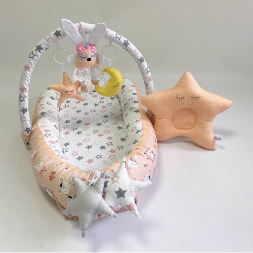 Кокон для новорожденных Happy Luna BabyNest Standart Зайка Пудровый 0133