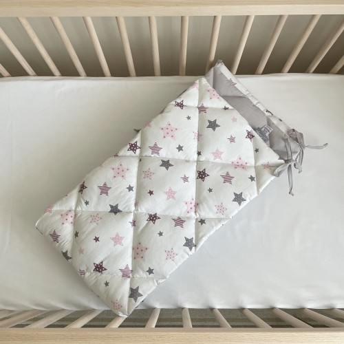 Детское постельное белье и бортики в кроватку Маленькая Соня Baby Dream Stars розовый Розовый/Серый 0203422