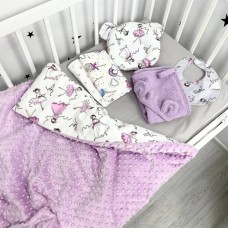 Детское постельное белье в кроватку Oh My Kids Подарочный набор Балеринки Лиловый ПН-028