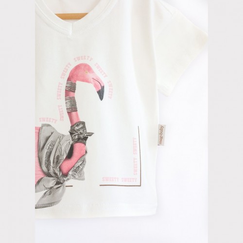 Детская футболка Magbaby Animal flamingo 9-24 мес Молочный/Розовый 122313