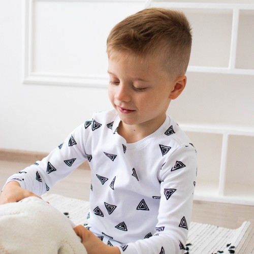 Пижама детская ELA Textile&Toys Сердечки 2 - 6 лет Интерлок Белый/Розовый PJ001HR