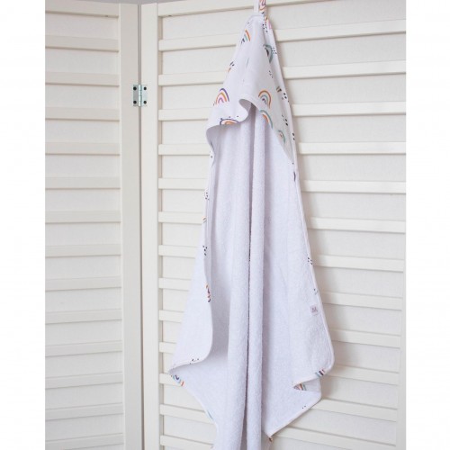 Детское полотенце уголок махровое ELA Textile&Toys Радуга Белый 100х100 см TW002WT