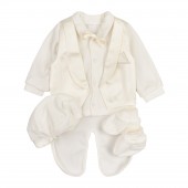 Набор одежды для новорожденных для крещения ЛяЛя 0 - 9 мес Велюр Молочный 2ТК026В_8-25