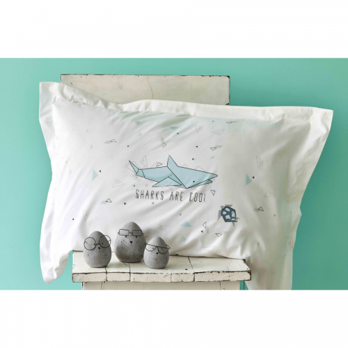 Постельное белье для подростков Karaca Home Shark Белый/Зеленый 160х220 svt-2000022245852