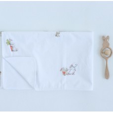 Непромокаемая пеленка для детей ELA Textile&Toys Зайчики Белый/Зеленый 100х80 см WRD002R