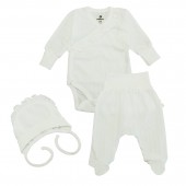 Комплект одежды для крещения Minikin Для особливих подій 0 - 3 мес Ажурный жаккардовый трикотаж Молочный 2420218