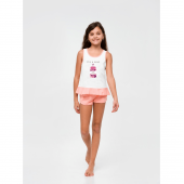 Пижама для девочки Smil Белый/Коралловый от 8 до 9 лет 104684