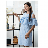 Платье для кормящих мам Athens Lullababe с воланом голубая полоска