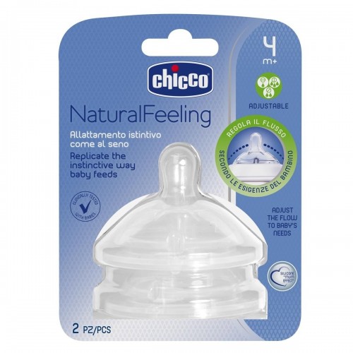 Соска силиконовая Natural Feeling регулируемый поток 4m+ Chicco 2 шт.