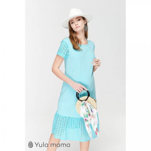 Платье-футболка для беременных и кормящих мам Юла мама, ментоловое