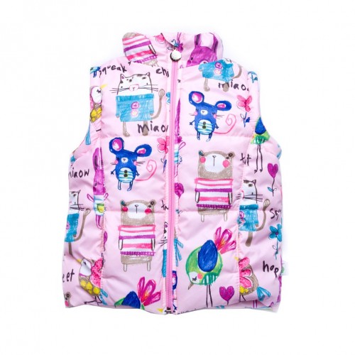 Детская куртка трансформер для девочки Модный карапуз Розовый 1 - 4 лет 03-00695-1