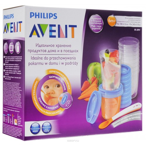 Контейнеры AVENT для хранения продуктов 10 шт х 240 мл, 10 x 180 мл