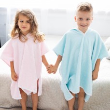 Детское полотенце пончо с капюшоном ELA Textile&Toys 7 - 9 лет Махра Голубой PT001BL